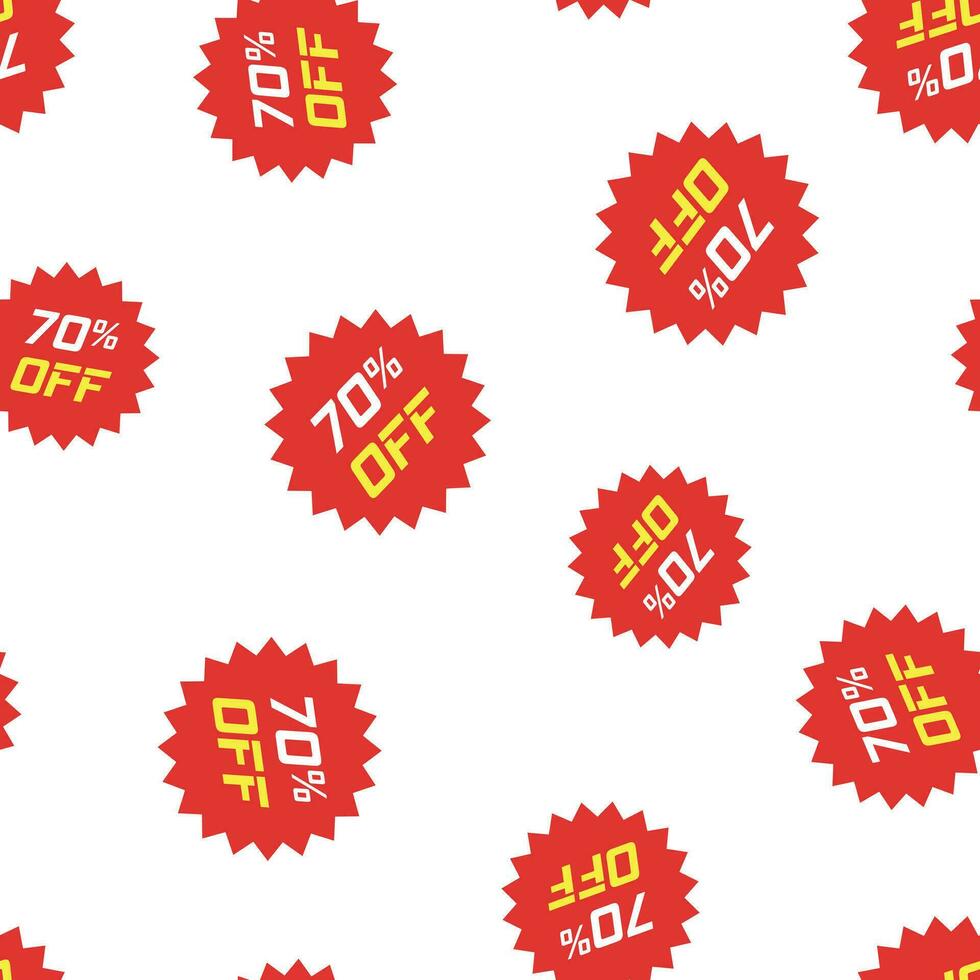 korting sticker icoon naadloos patroon achtergrond. bedrijf concept vector illustratie. uitverkoop label Promotie 70 procent korting symbool patroon.