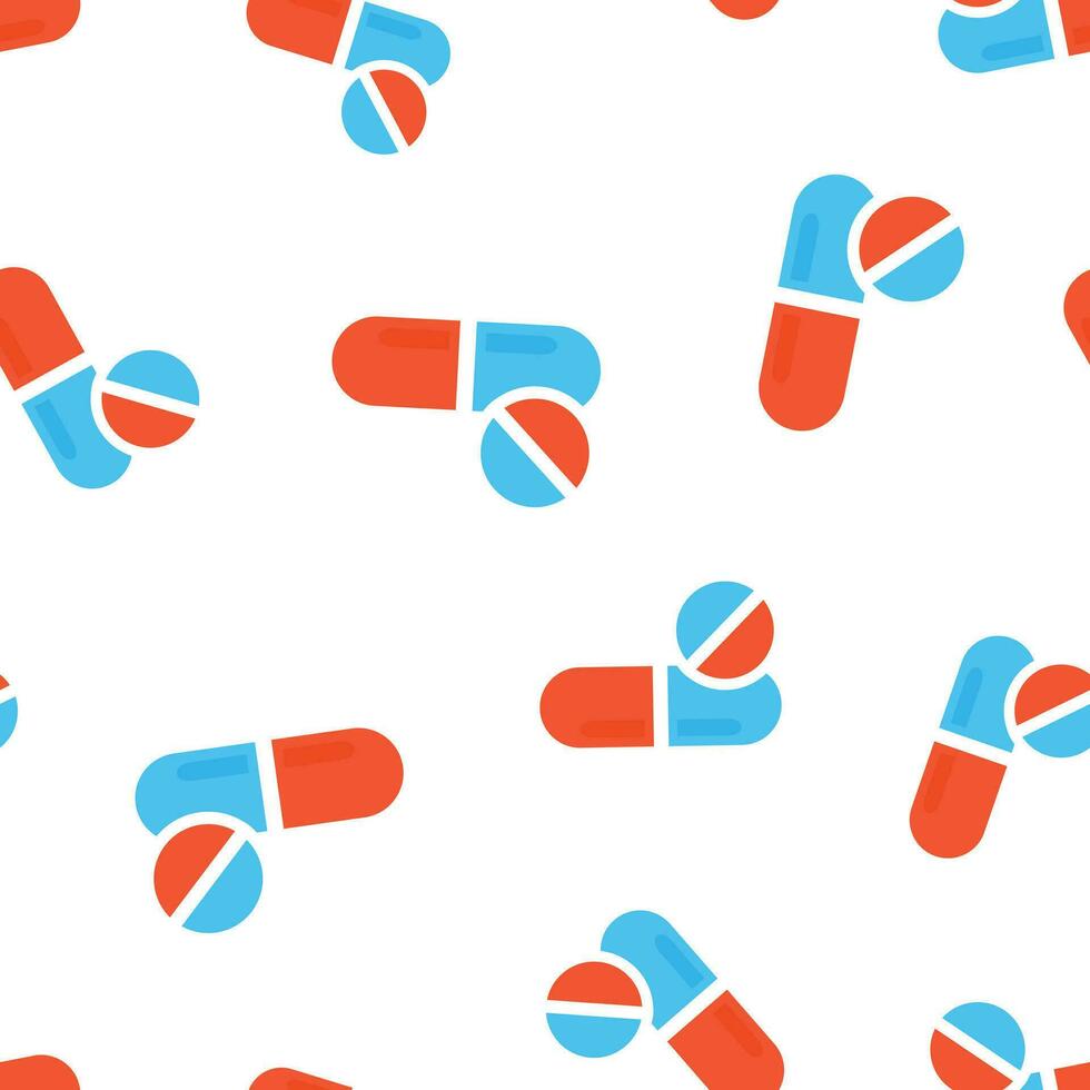 capsule pillen tablet icoon naadloos patroon achtergrond. bedrijf concept vector illustratie. capsule en drug symbool patroon.