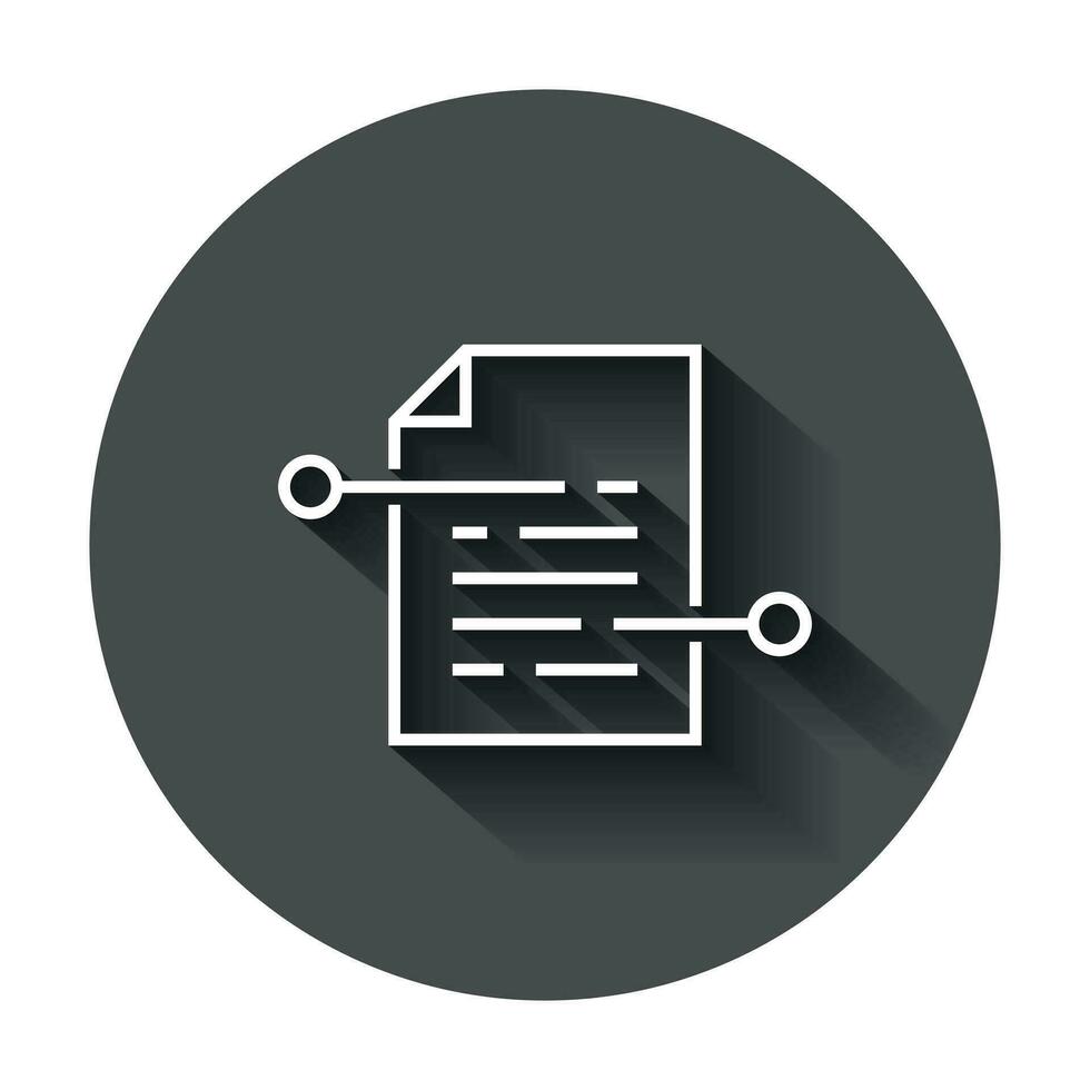 document papier icoon in vlak stijl. voorwaarden vel illustratie met lang schaduw. document analytics bedrijf concept. vector
