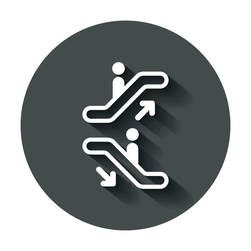 roltrap lift icoon. vector illustratie met lang schaduw. bedrijf concept roltrap pictogram.
