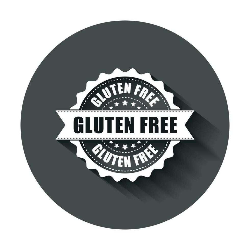 gluten vrij grunge rubber stempel. vector illustratie met lang schaduw. bedrijf concept Nee gluten gezond postzegel pictogram.