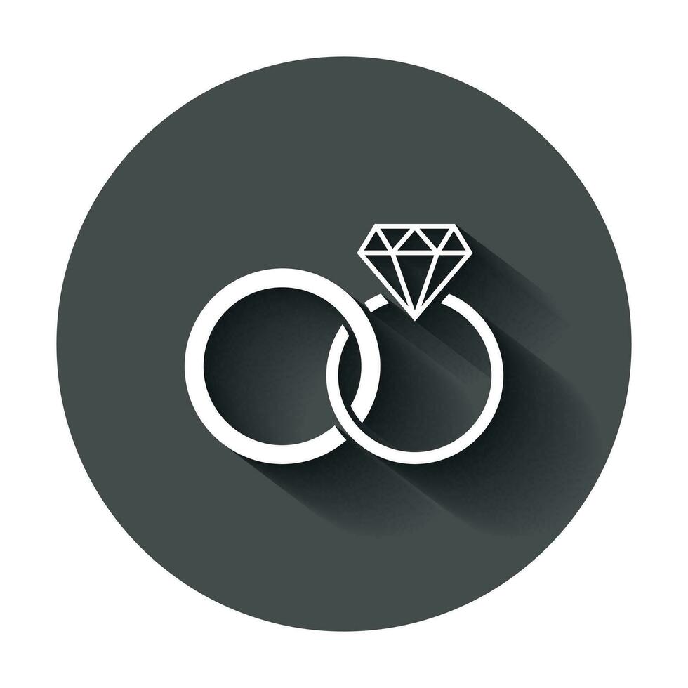 verloving ring met diamant vector icoon in vlak stijl. bruiloft sieraden ring illustratie met lang schaduw. romance verhouding concept.