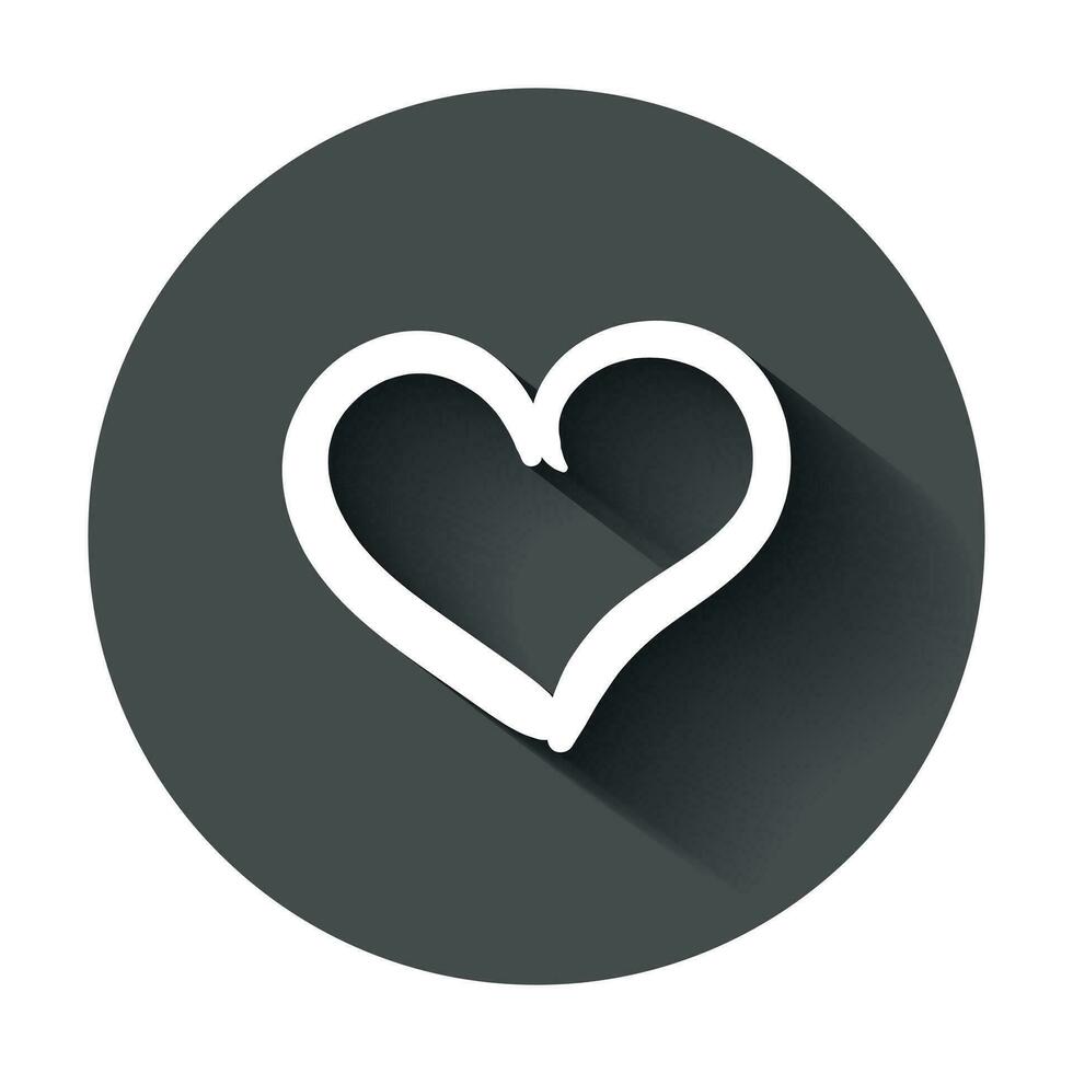 hand- getrokken harten vector icoon. liefde schetsen tekening hart illustratie met lang schaduw. hand getekend Valentijn concept.