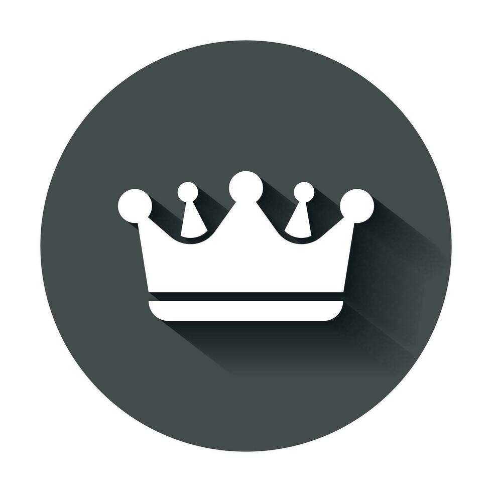 kroon diadeem vector icoon in vlak stijl. royalty kroon illustratie met lang schaduw. koning, prinses royalty concept.
