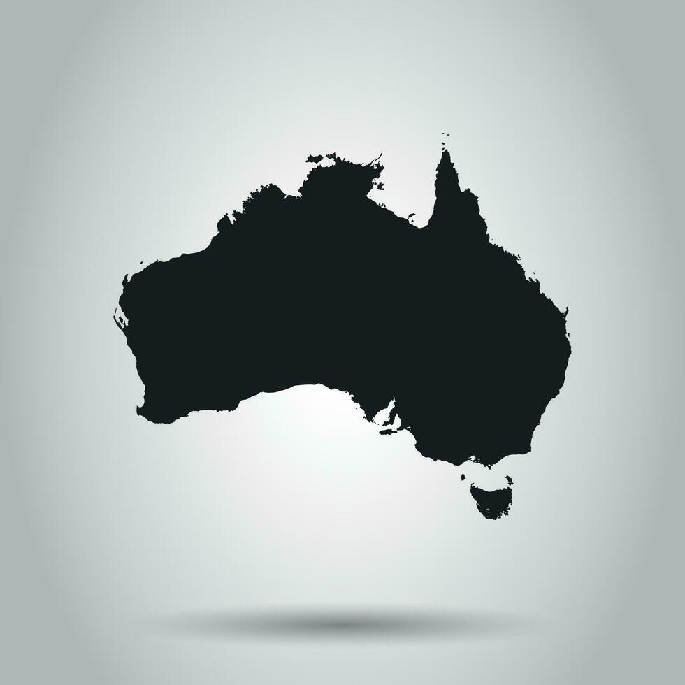 Australië kaart icoon. vlak vector illustratie. Australië teken symbool met schaduw Aan wit achtergrond.