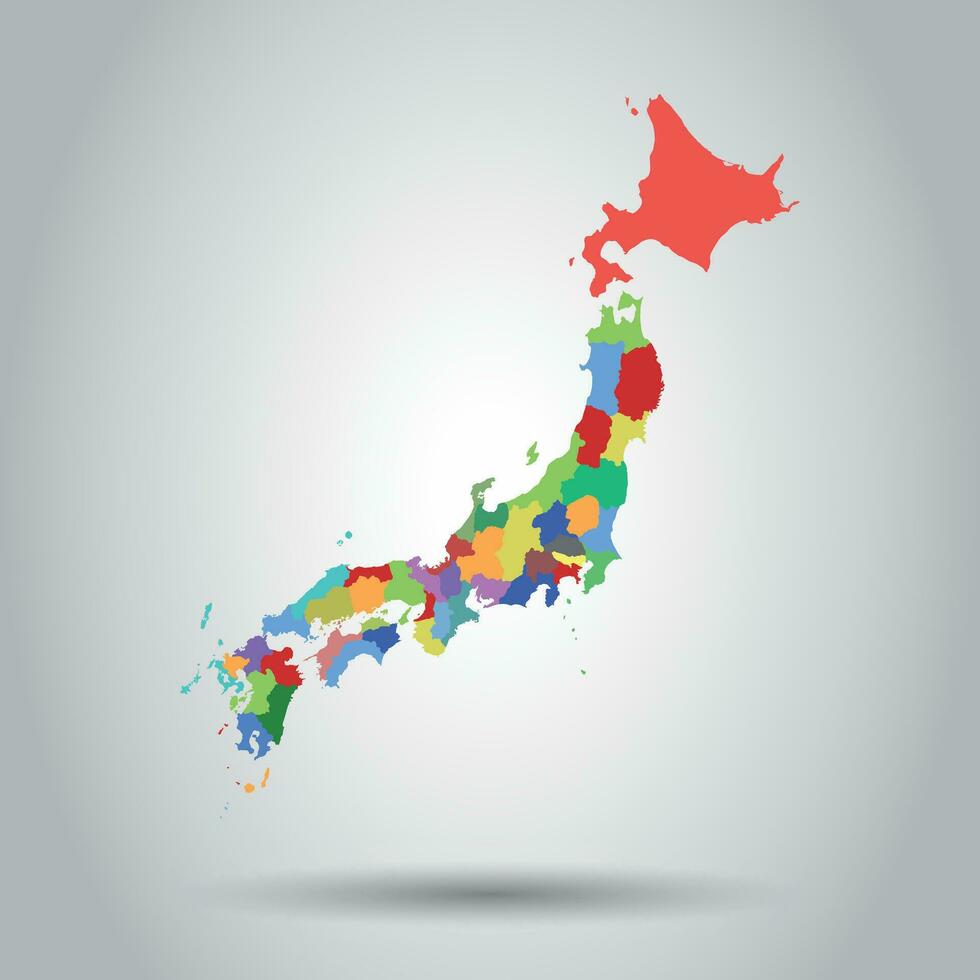 Japan kaart icoon. vlak vector illustratie. Japan teken symbool met schaduw Aan wit achtergrond.