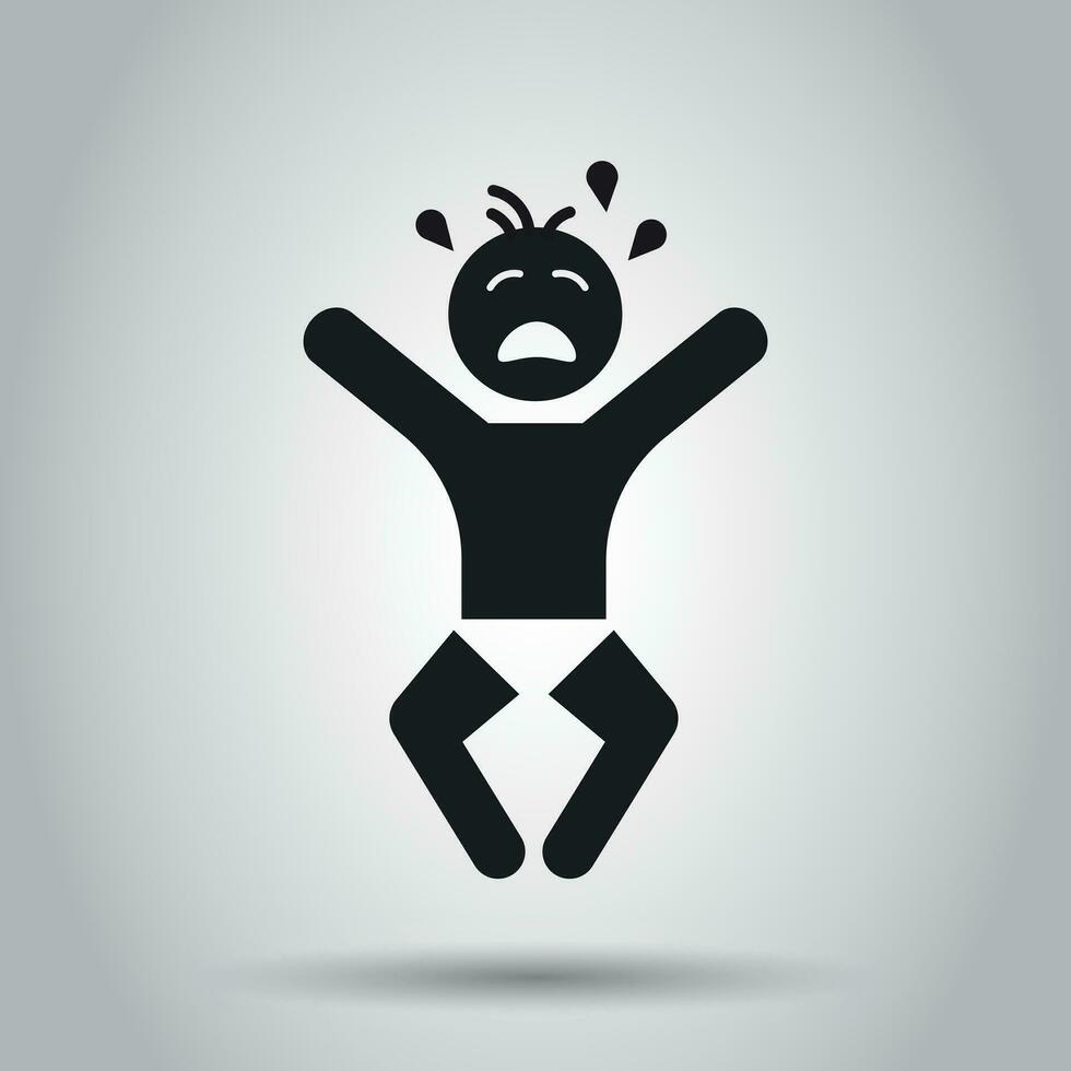 huilen baby vector icoon. woede emoties kind vlak illustratie. bedrijf concept gemakkelijk vlak pictogram Aan geïsoleerd achtergrond.