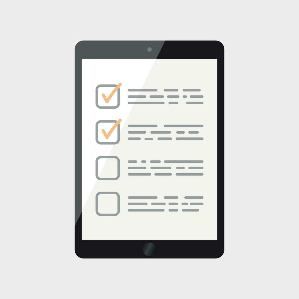 zakenman checklist met tablet. controleren lijst icoon vlak vector illustratie.