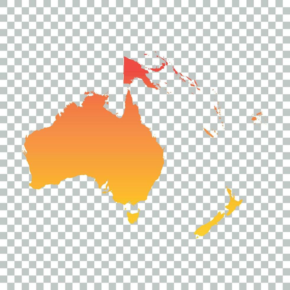 Australië en Oceanië kaart. kleurrijk oranje vector illustratie