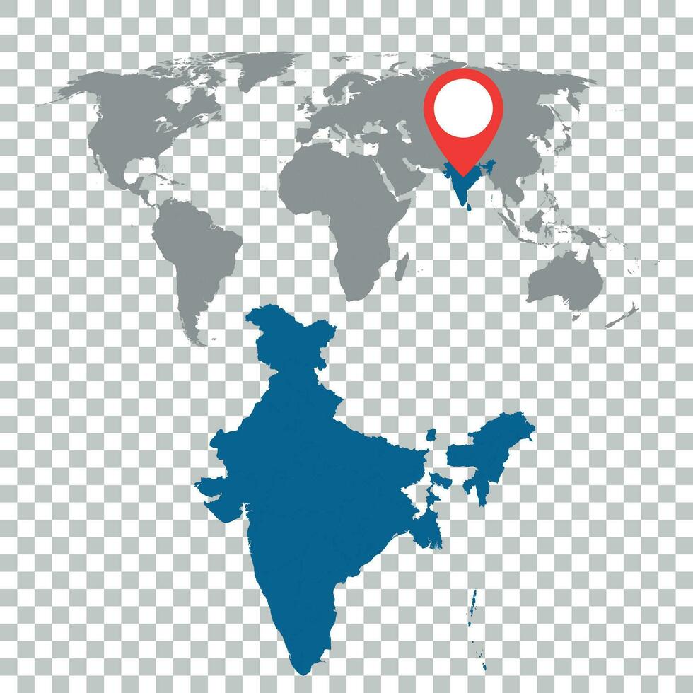 gedetailleerd kaart van Indië en wereld kaart navigatie set. vlak vector illustratie.