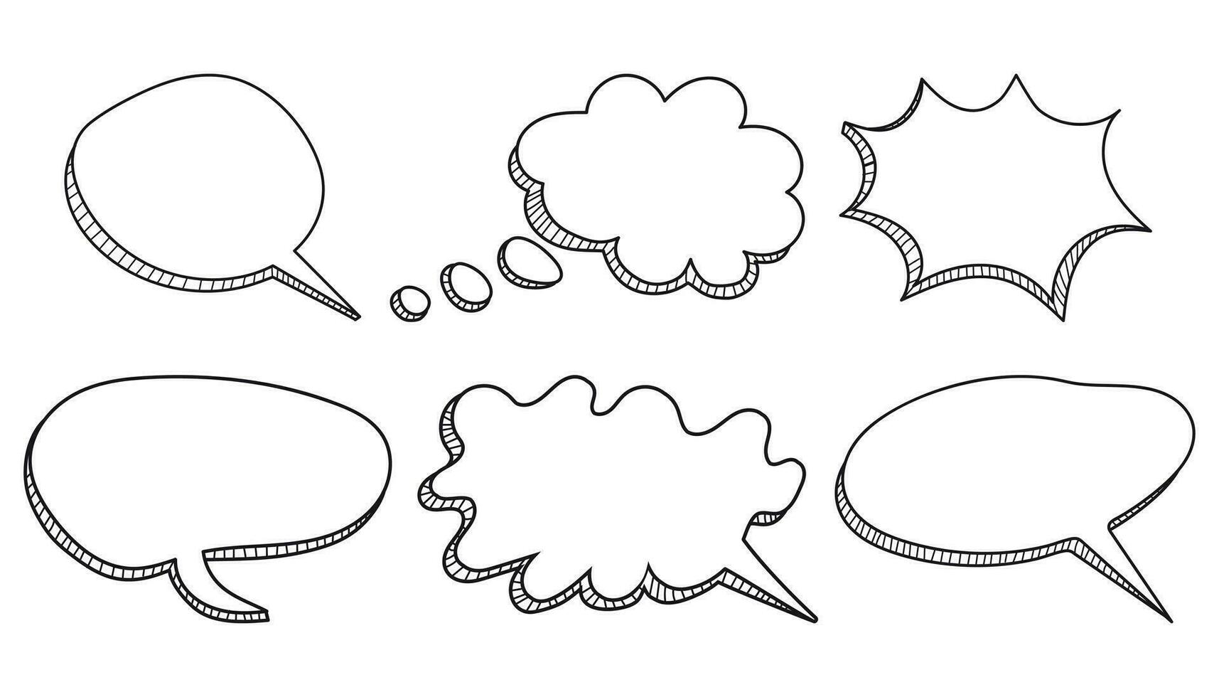 toespraak bubbels icoon set. hand- getrokken vector illustratie Aan wit achtergrond.
