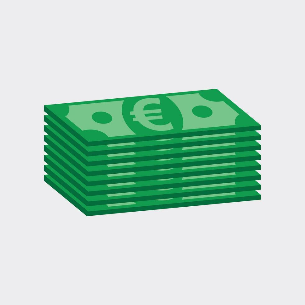 stapels geld, euro contant geld. vector illustratie in vlak ontwerp Aan wit achtergrond