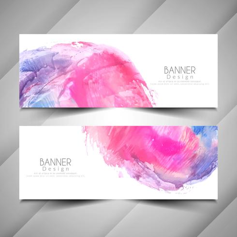 Abstracte aquarel stijl banners ontwerpset vector