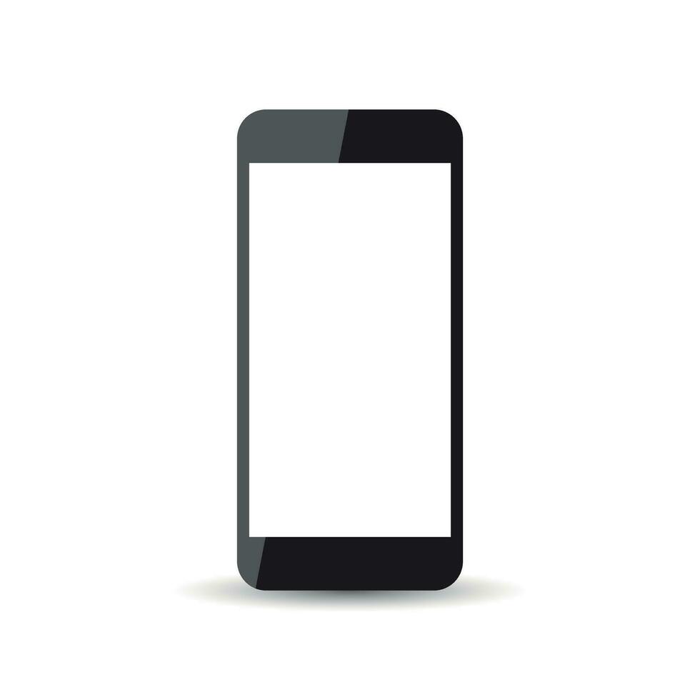 zwart realistisch smartphone icoon met geïsoleerd blanco scherm. modern gemakkelijk vlak telefoon. vector illustratie.