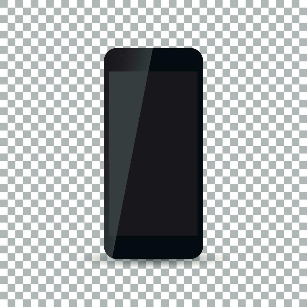 zwart realistisch smartphone icoon Aan geïsoleerd achtergrond. modern gemakkelijk vlak telefoon. vector illustratie.