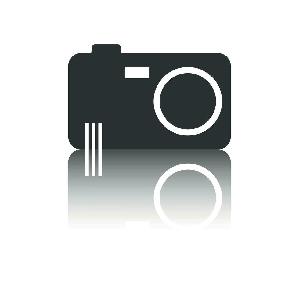 camera icoon met reflectie effect Aan wit achtergrond. vlak vector illustratie.