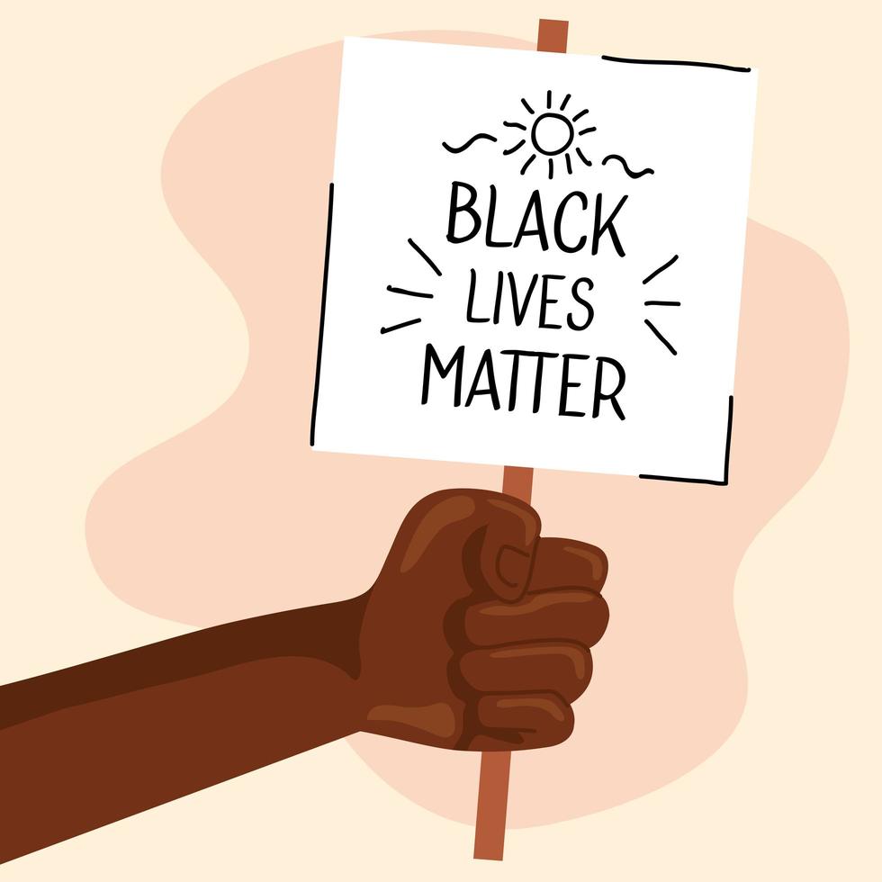stop racisme, met hand en spandoek, black lives matter concept vector