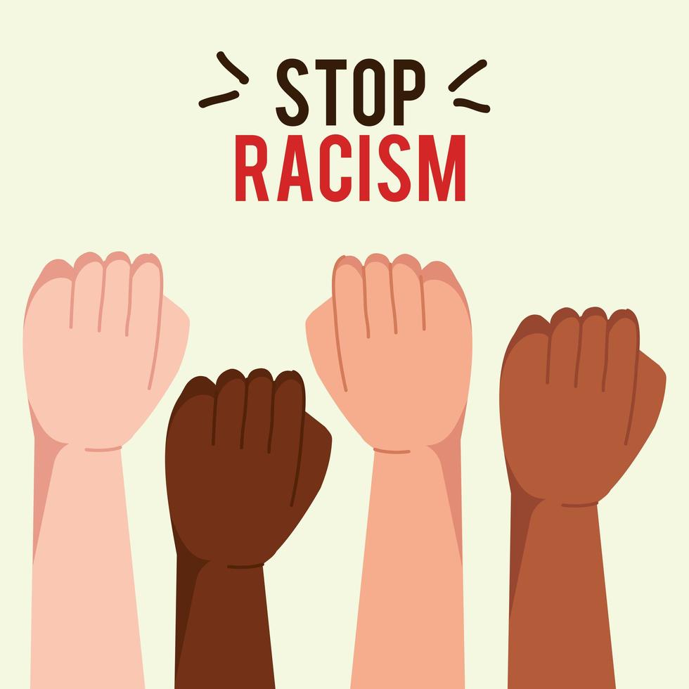 stop racisme, met de handen in de vuist, het concept van zwarte levens doet ertoe vector