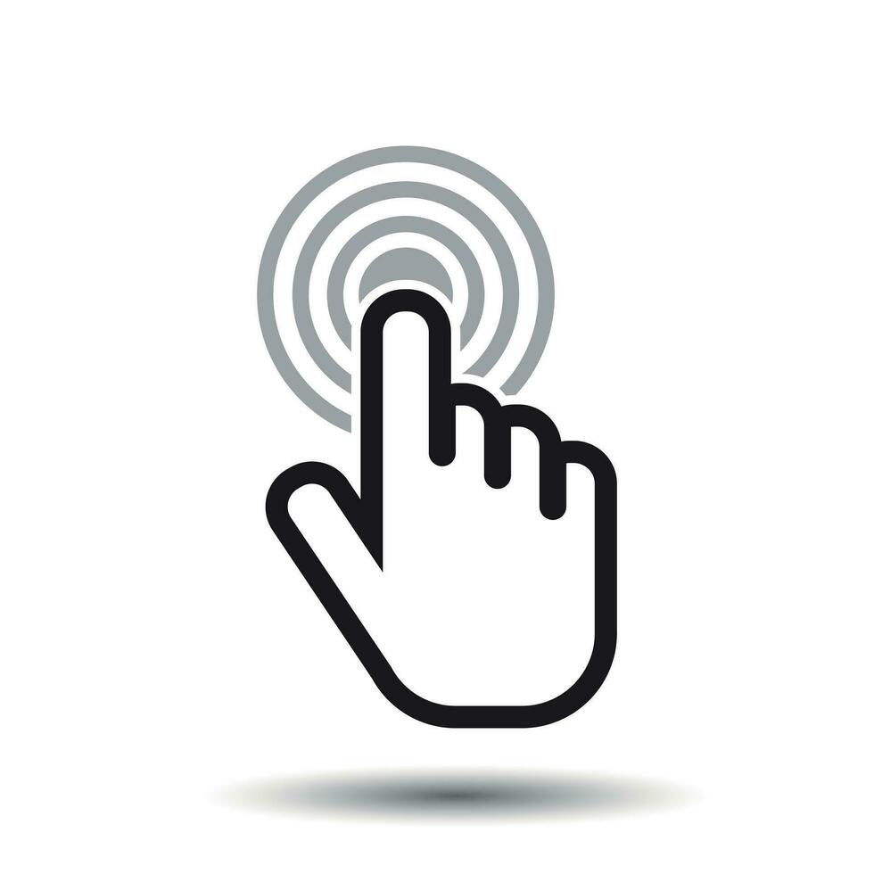 Klik hand- icoon. cursor vinger teken vlak vector. illustratie Aan wit achtergrond. vector