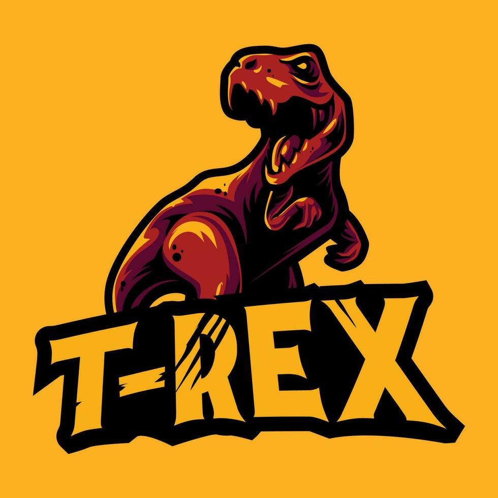 mascotte t-rex met koel fonts vector