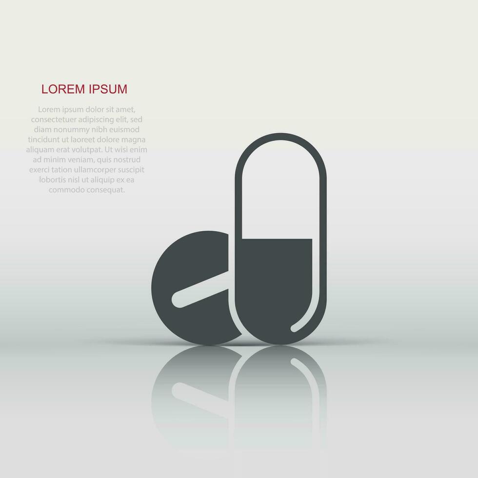 pil capsule icoon in vlak stijl. verdovende middelen vector illustratie Aan wit geïsoleerd achtergrond. apotheek bedrijf concept.