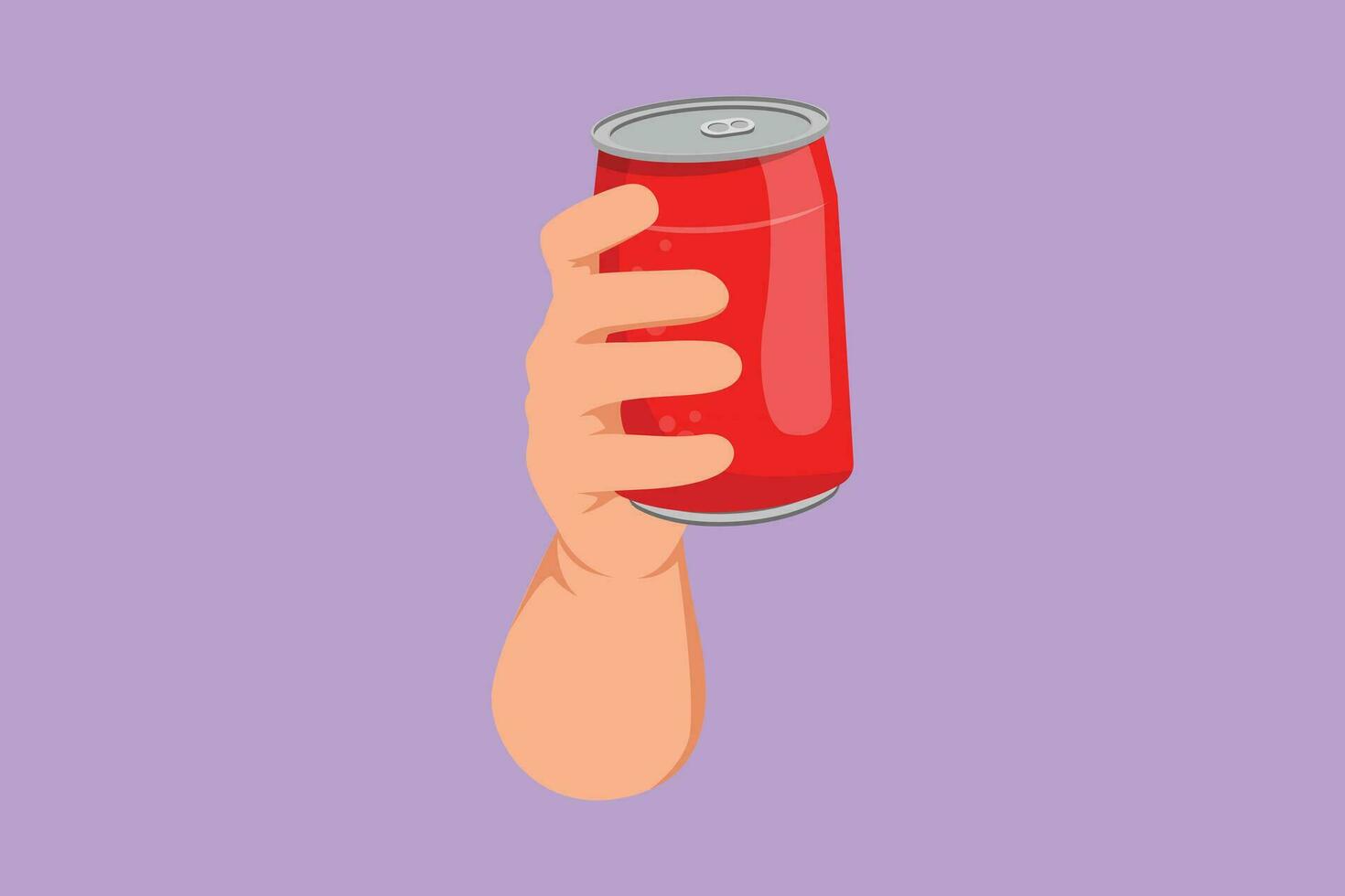 grafisch vlak ontwerp tekening menselijk hand- Holding een aluminium kan drinken zonder etiketten. dranken in metaal containers logo, icoon, symbool. verfrissend drinken voor tiener. tekenfilm stijl vector illustratie