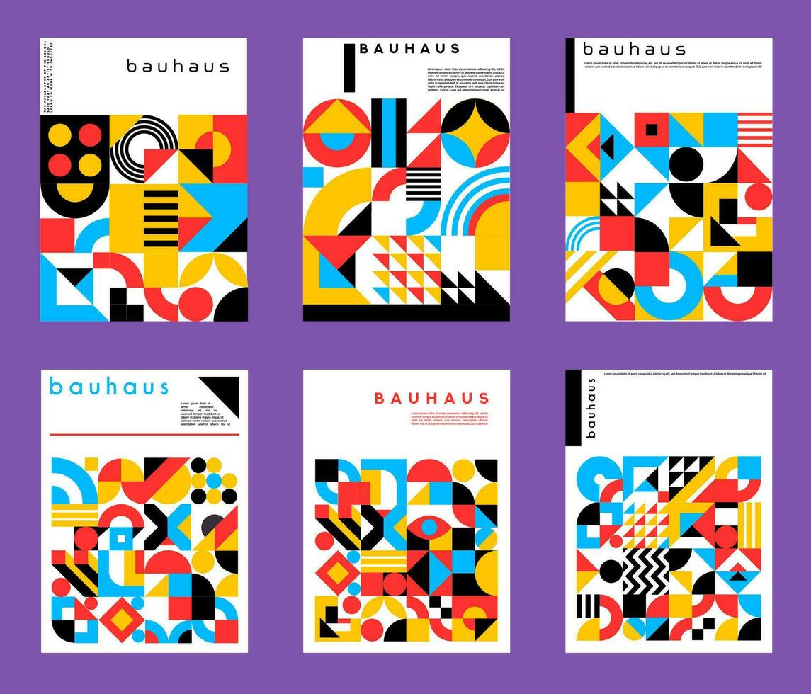 abstract meetkundig posters met bauhaus patroon vector