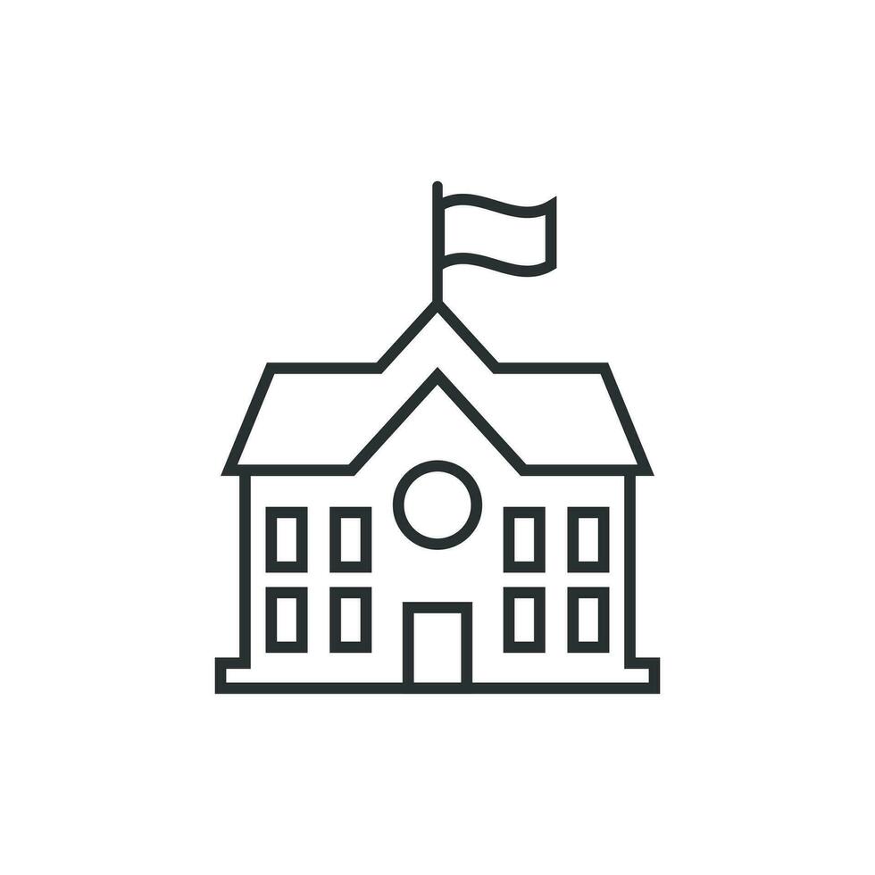 school- gebouw icoon in vlak stijl. college onderwijs vector illustratie Aan wit geïsoleerd achtergrond. bank, regering bedrijf concept.