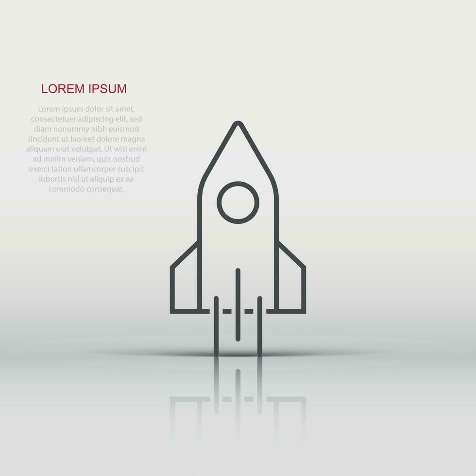 raket icoon in vlak stijl. ruimteschip lancering vector illustratie Aan wit geïsoleerd achtergrond. spoetnik bedrijf concept.