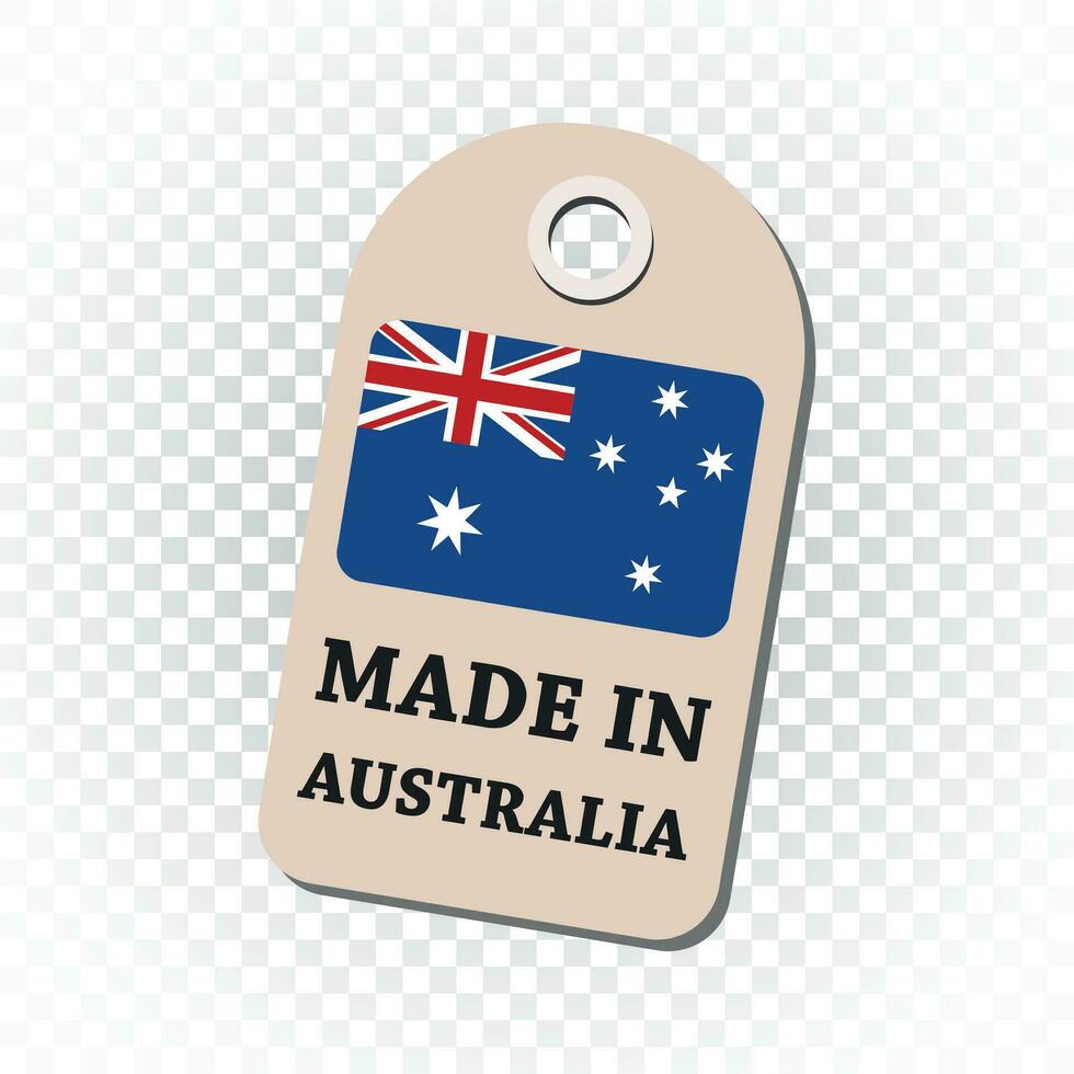 hangen label gemaakt in Australië met vlag. vector illustratie Aan geïsoleerd achtergrond.
