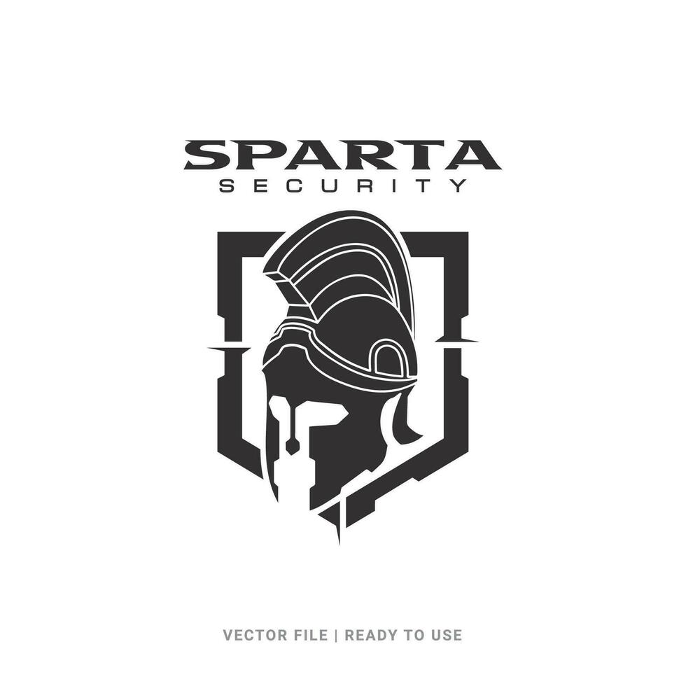 spartaans helm insigne logo icoon ontwerp vector. logo concept voor bedrijf over digitaal veiligheid, bescherming, cyber verdediging, veilig en beveiligen voor poster, folder, groet kaarten, sticker, t-shirt ontwerp. vector