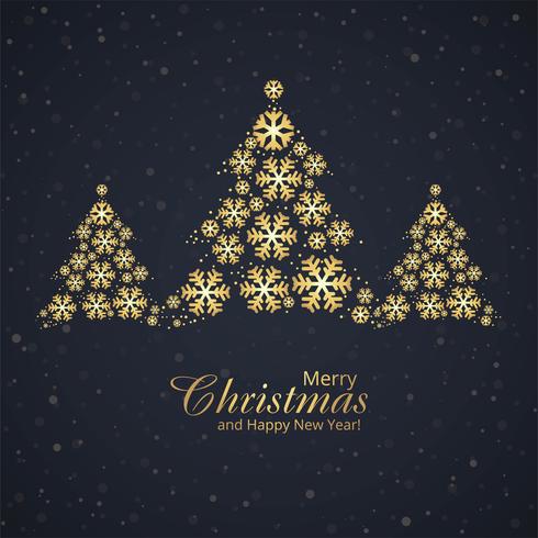 Mooie sneeuwvlok van festival vrolijke Kerstmis met gouden boom DE vector