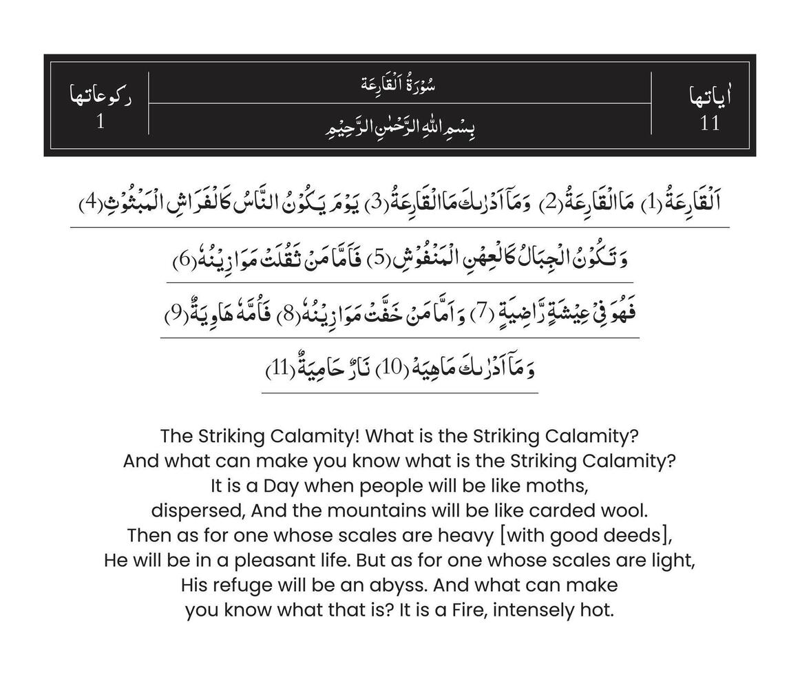 een van de soera van koran majeed met Engels vertaling vector