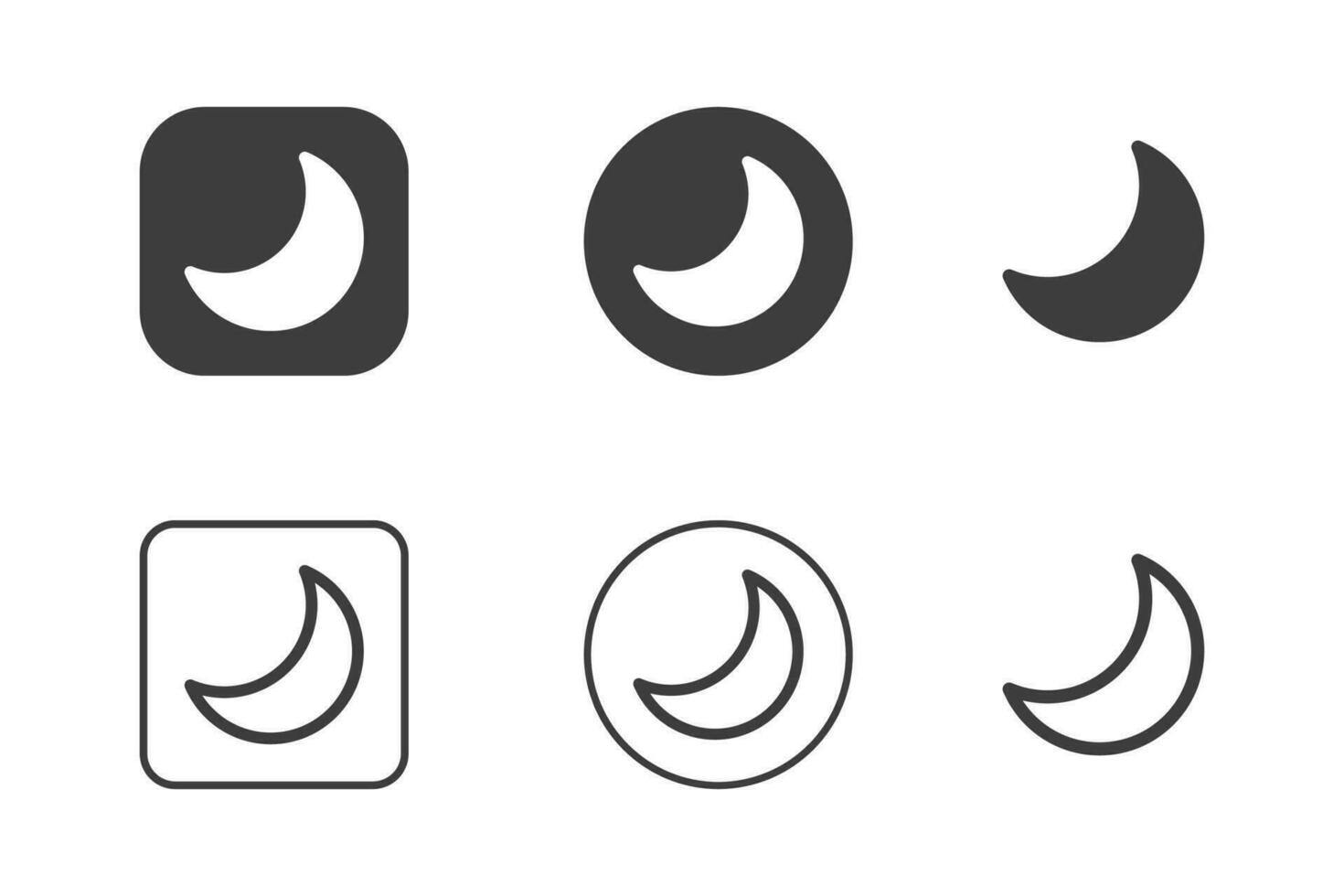 halve maan maan icoon ontwerp 6 variaties. reizen pictogrammen set, geïsoleerd Aan wit achtergrond. vector