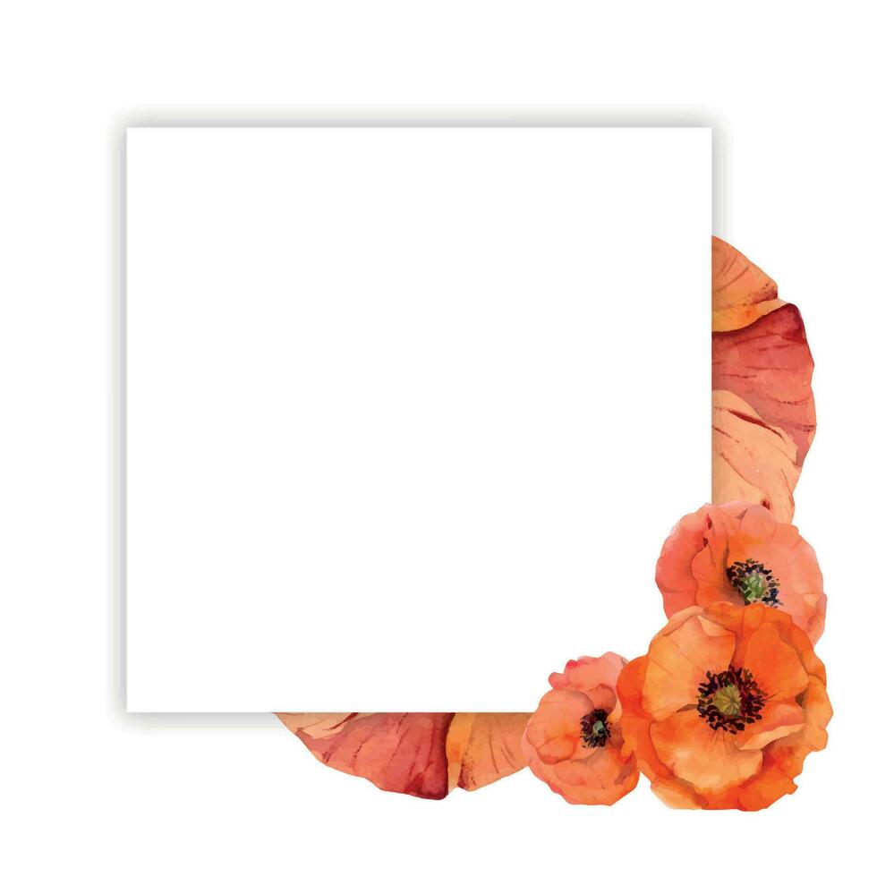 waterverf cirkel kader arrangement met hand- getrokken zomer helder rood papaver bloemen. geïsoleerd Aan wit achtergrond. ontwerp voor uitnodigingen, bruiloft, liefde of groet kaarten, papier, afdrukken, textiel vector