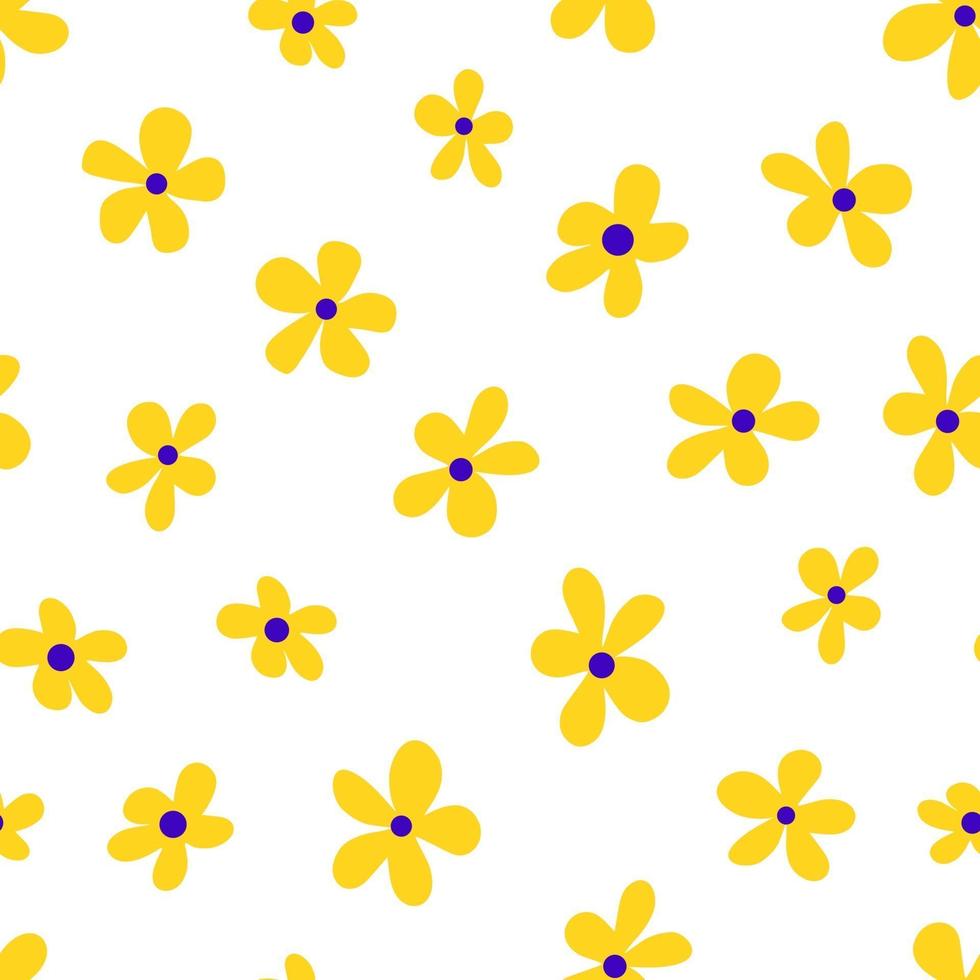 vectorillustratie van minimalistische stijl heldere gele bloemen die naadloos patroon op witte achtergrond vormen vector