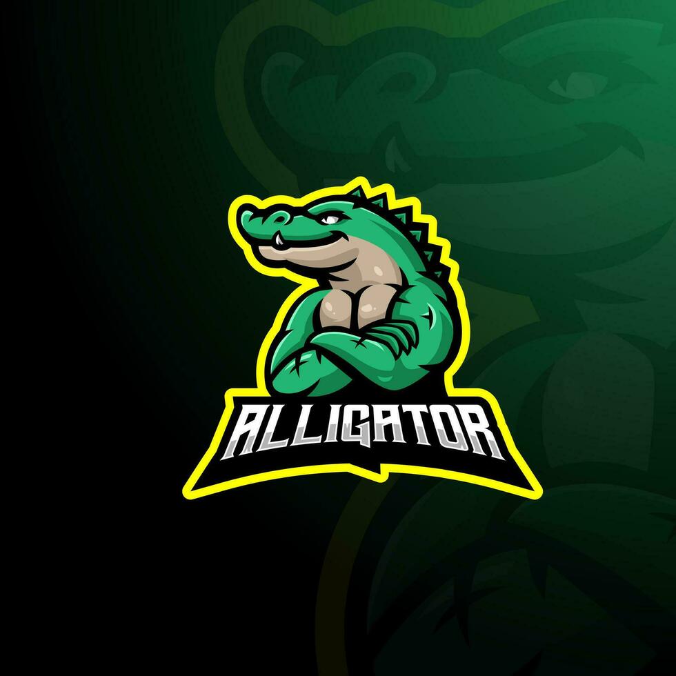 alligator mascotte logo ontwerp vector met modern illustratie concept stijl voor insigne, embleem en t overhemd afdrukken. koel krokodil illustratie voor team, gaming en sport-