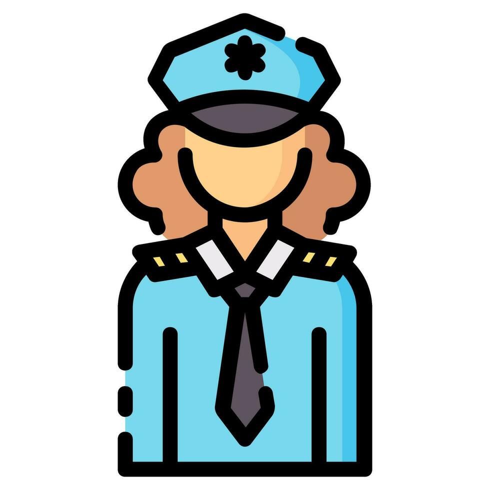 Politie vrouw avatar vector gevulde schets icoon