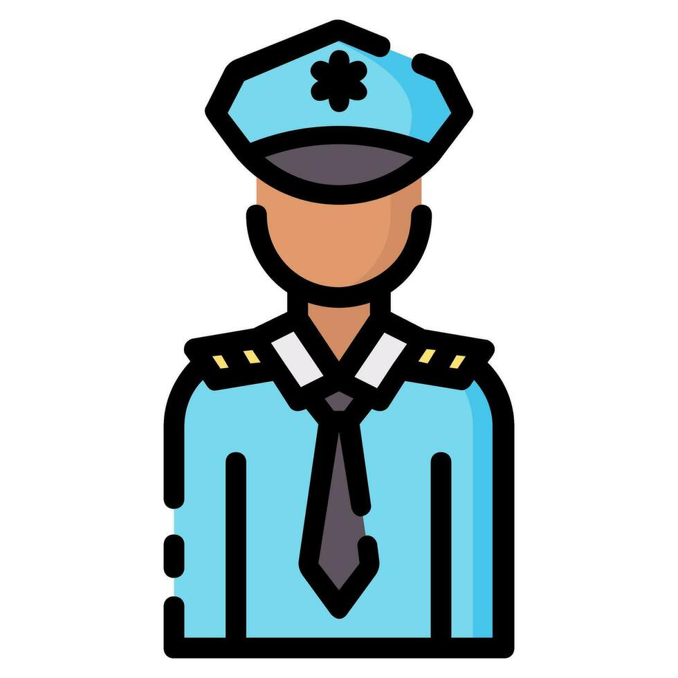 politieagent avatar vector gevulde schets icoon