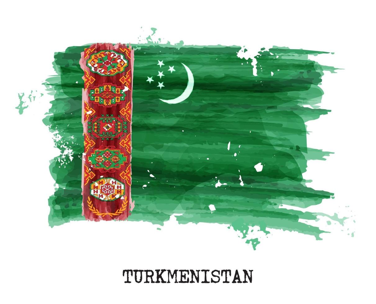 aquarel vlag van Turkmenistan. vector. vector