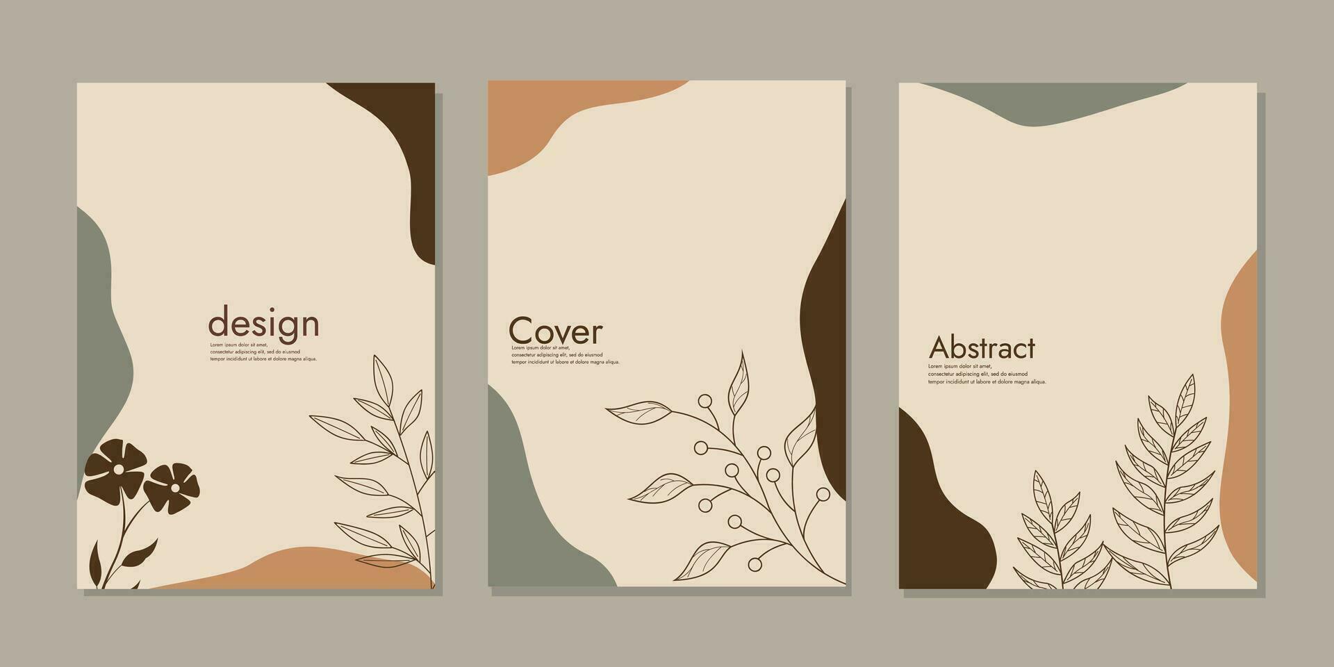 reeks van boek Hoes ontwerpen met hand- getrokken bloemen decoraties. abstract retro botanisch achtergrondgrootte a4 voor notitieboekjes, boeken, planners, brochures, catalogi vector