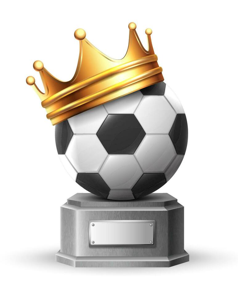 3d realistisch vector icoon illustratie. Amerikaans voetbal. voetbal bal met kroon en podium geïsoleerd Aan wit achtergrond.