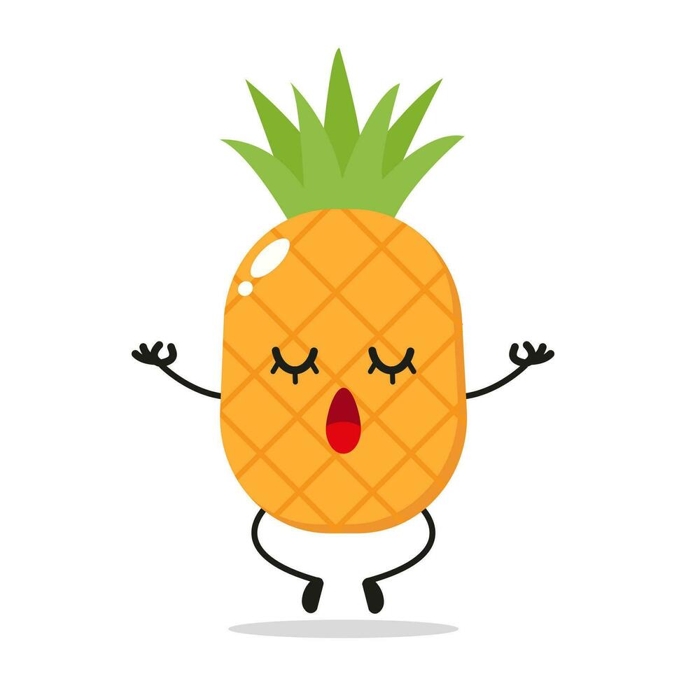 single zittend ananas fruit yoga met kalmte geest vector illustratie