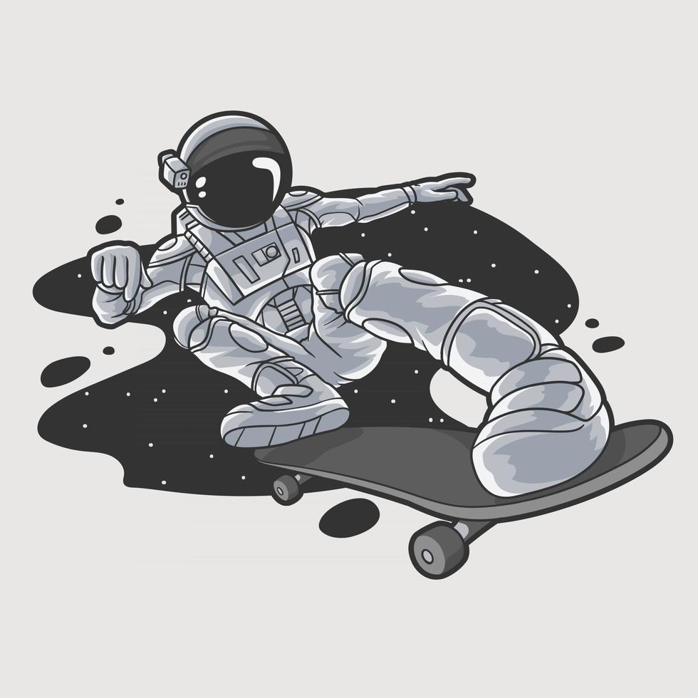 astronaut skateboard speelruimte, premium vector