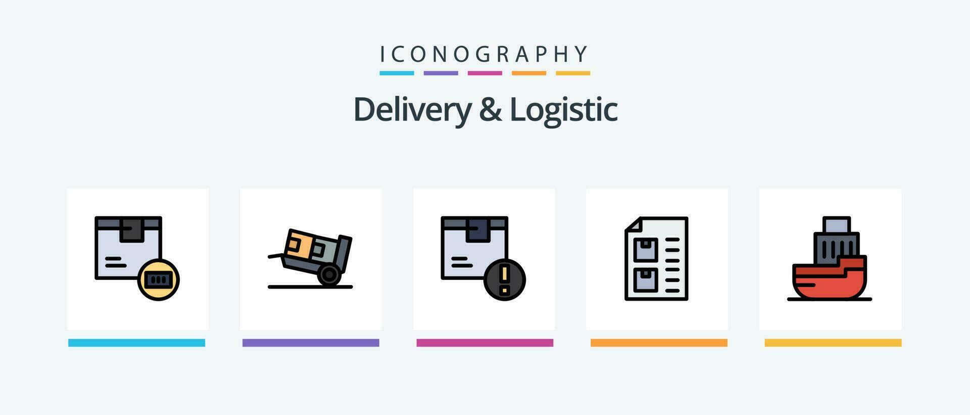 levering en logistiek lijn gevulde 5 icoon pak inclusief schip. levering. Verzenden. logistiek. creatief pictogrammen ontwerp vector