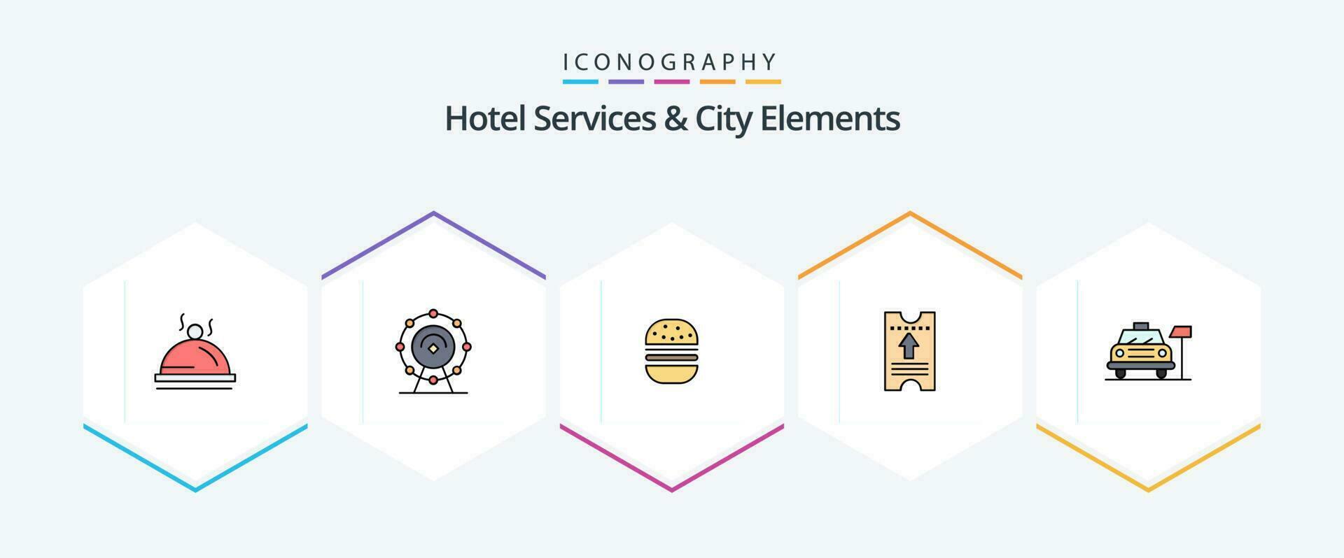 hotel Diensten en stad elementen 25 gevulde lijn icoon pak inclusief parkeren. pijl. hamburger. hotel . ticket vector