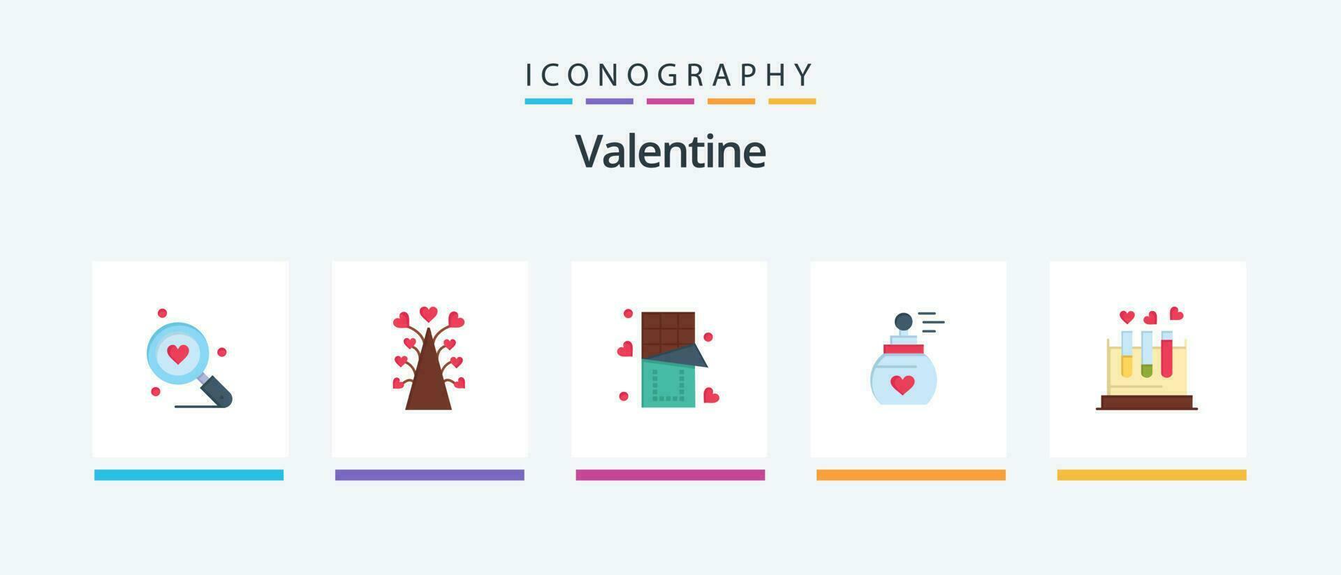 Valentijn vlak 5 icoon pak inclusief liefde. valentijnskaarten. liefde. valentijn. valentijnsdag dag. creatief pictogrammen ontwerp vector