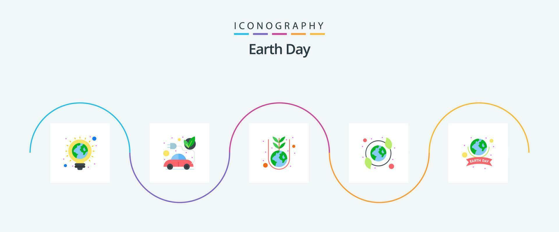 aarde dag vlak 5 icoon pak inclusief gerecycled. aarde. groente. zorg. fabriek vector