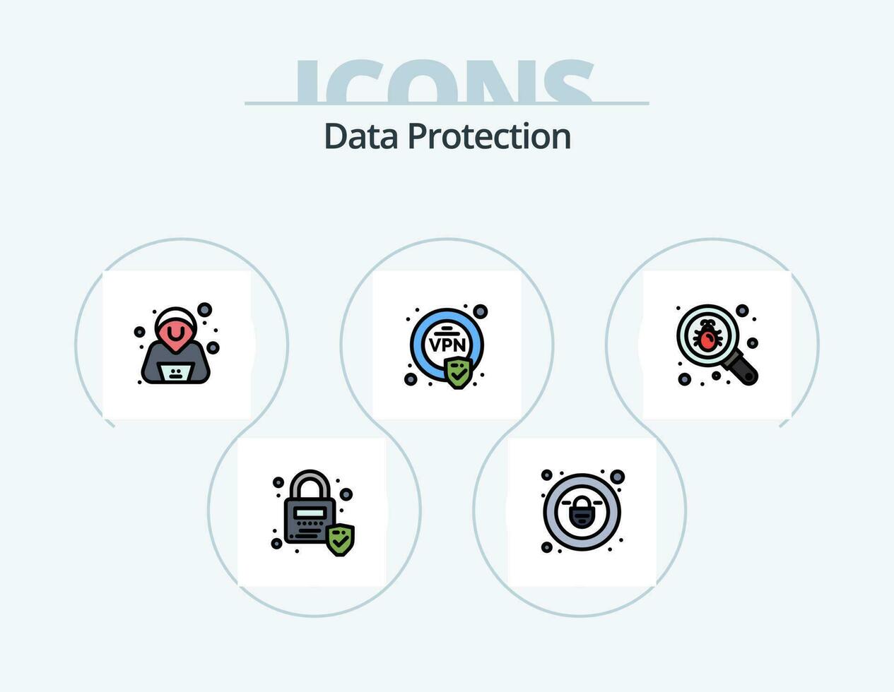 gegevens bescherming lijn gevulde icoon pak 5 icoon ontwerp. veiligheid. op slot doen. veiligheid. Wifi. bescherming vector