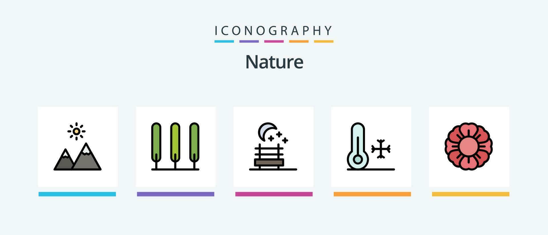 natuur lijn gevulde 5 icoon pak inclusief het weer. regen. blad. natuur. fabriek. creatief pictogrammen ontwerp vector